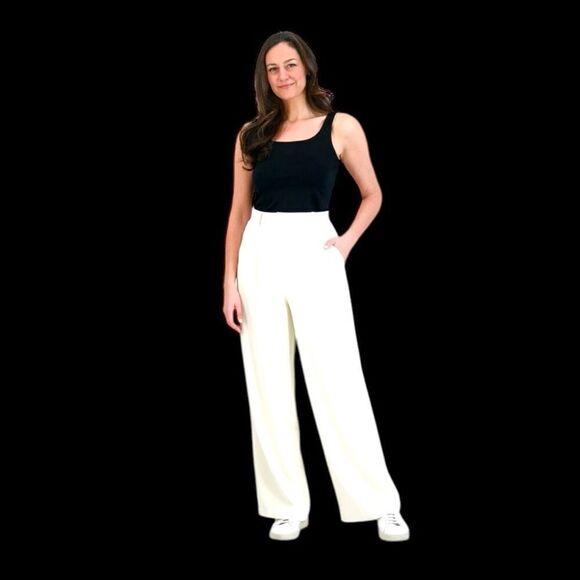 French Connection Women's Wide Leg Trouser Tan Size Medium - Picture 2 of 16